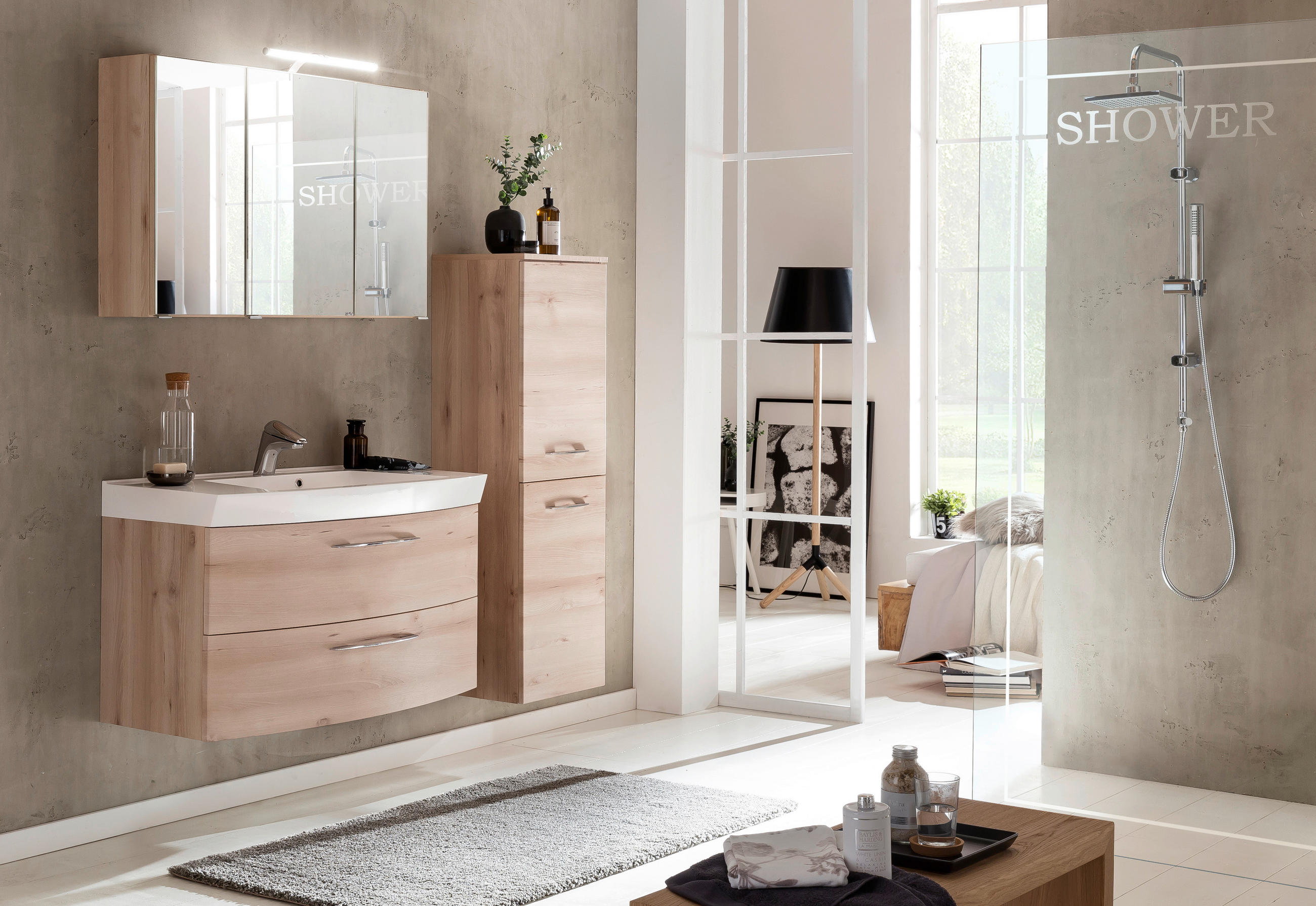 SPIEGELSCHRANK 100/64/20 cm  - Chromfarben/Buchefarben, KONVENTIONELL, Glas/Holzwerkstoff (100/64/20cm) - Xora