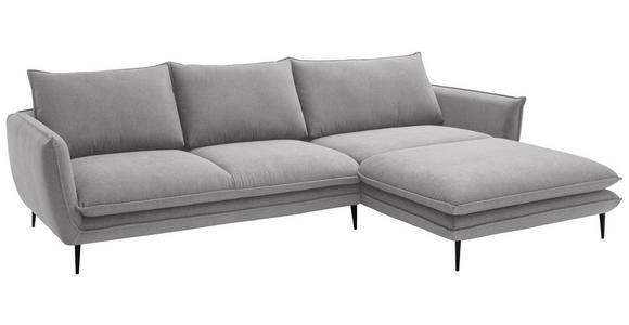ECKSOFA  in Webstoff Grau  304/196 cm  - Schwarz/Grau, KONVENTIONELL, Textil/Metall (304/196cm) - Hom`in