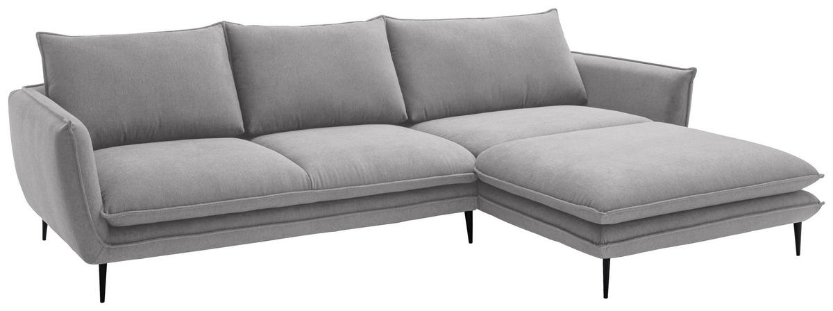 ECKSOFA Grau Webstoff  - Schwarz/Grau, KONVENTIONELL, Textil/Metall (304/196cm) - Hom`in