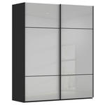 SCHWEBETÜRENSCHRANK  in Grau, Schwarz  - Schwarz/Grau, KONVENTIONELL, Glas/Holzwerkstoff (181/223/67cm) - Novel