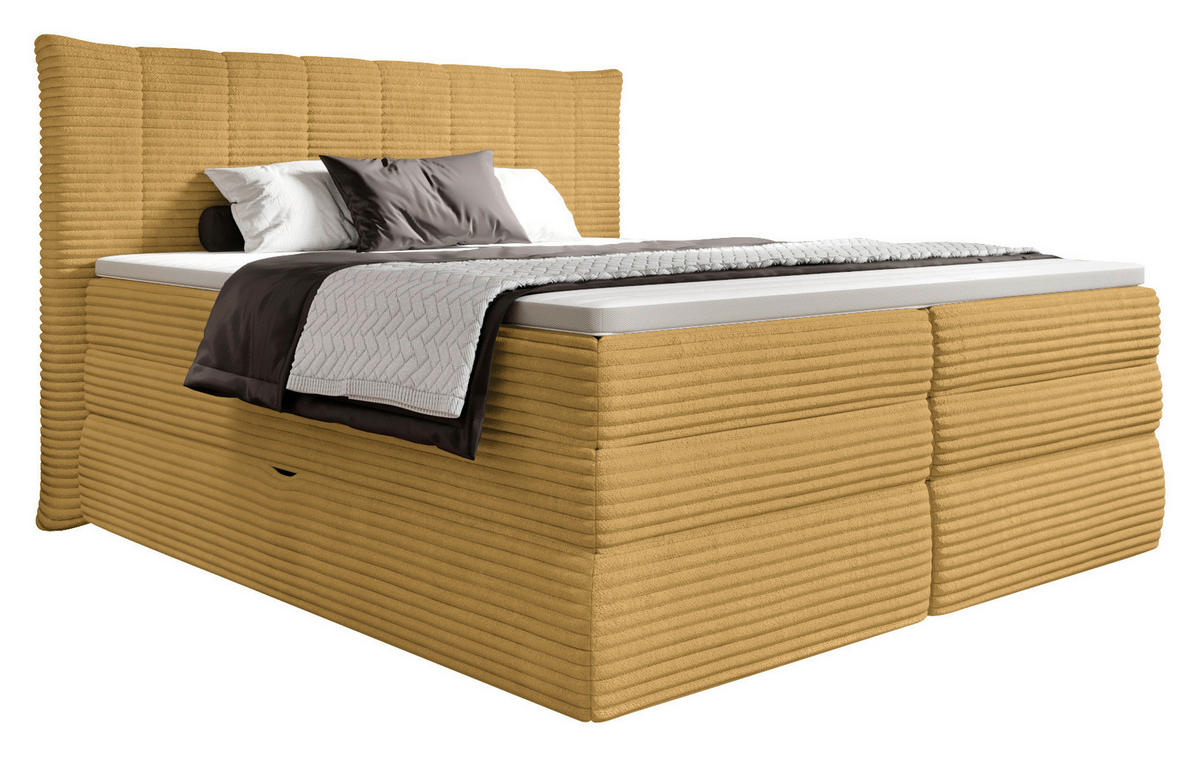 BOXSPRINGBETT 180/200 cm  in Gelb  - Gelb/Schwarz, Design, Kunststoff/Textil (180/200cm) - Esposa