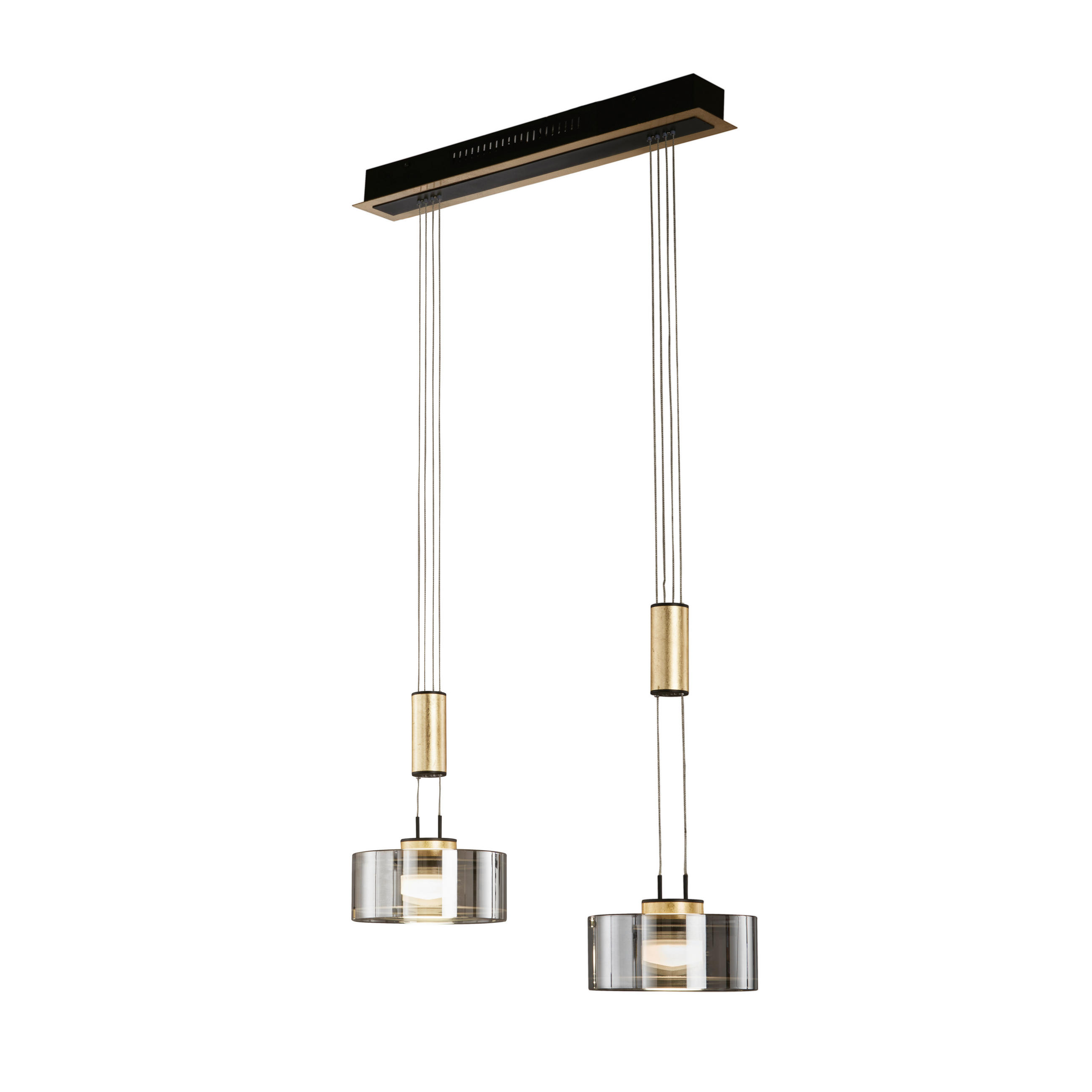 LED-PENDELLEUCHTE Lavin 64/20/160 cm   - Schwarz, Design, Glas/Metall (64/20/160cm) - Fischer & Honsel