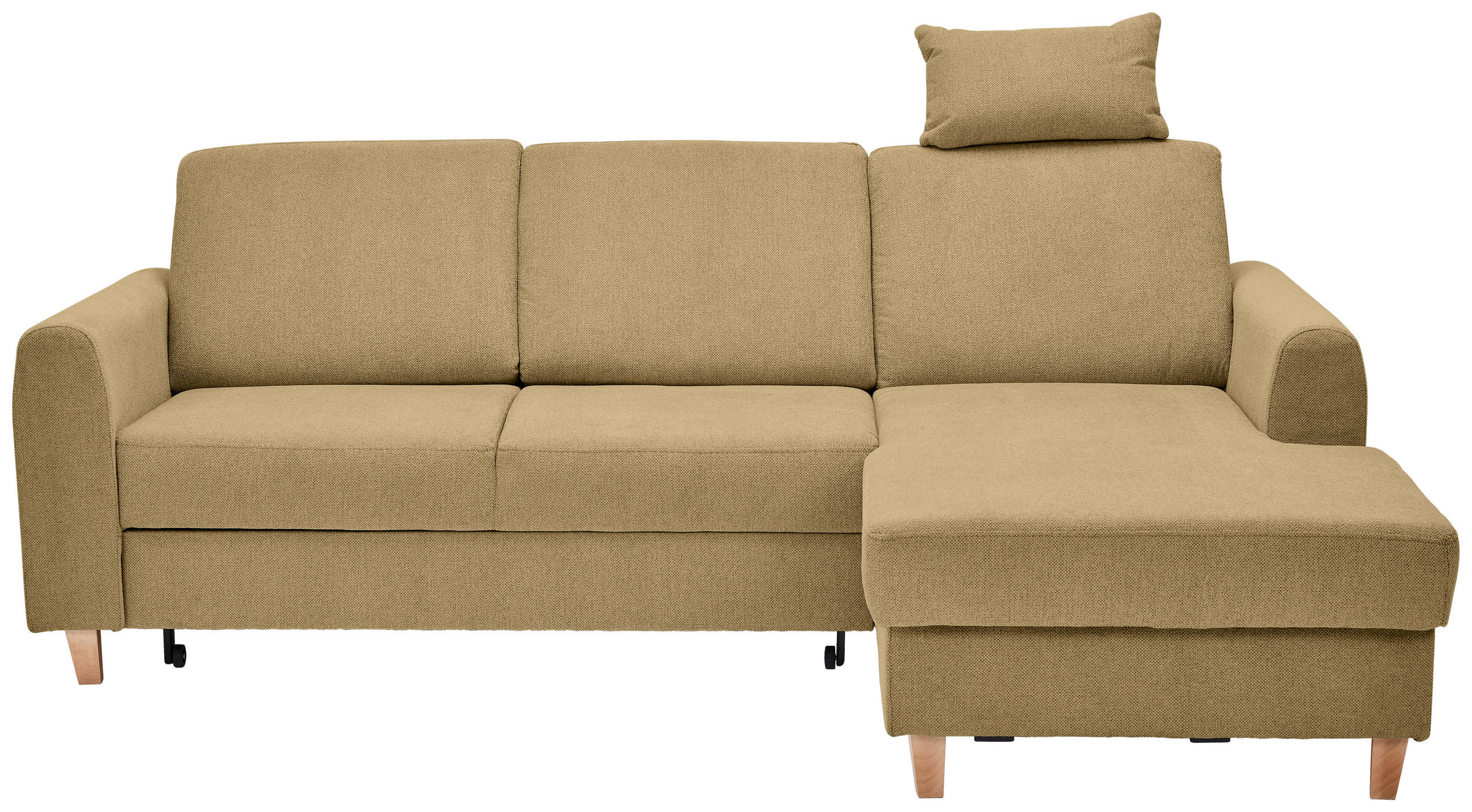 ECKSOFA Honig Flachgewebe  - Buchefarben/Honig, KONVENTIONELL, Holz/Textil (241/166cm) - Carryhome