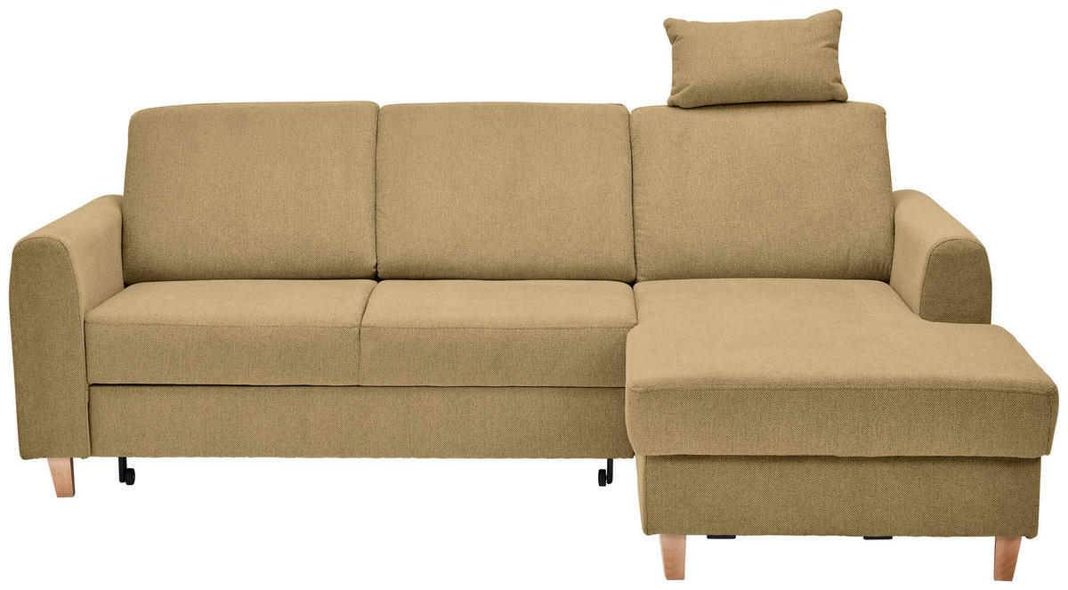 ECKSOFA Honig Flachgewebe  - Buchefarben/Honig, KONVENTIONELL, Holz/Textil (241/166cm) - Carryhome