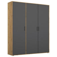 DREHTÜRENSCHRANK in Grau, Eiche Artisan  - Eiche Artisan/Grau, Modern, Holzwerkstoff/Kunststoff (140/194/53cm) - Rauch Möbel