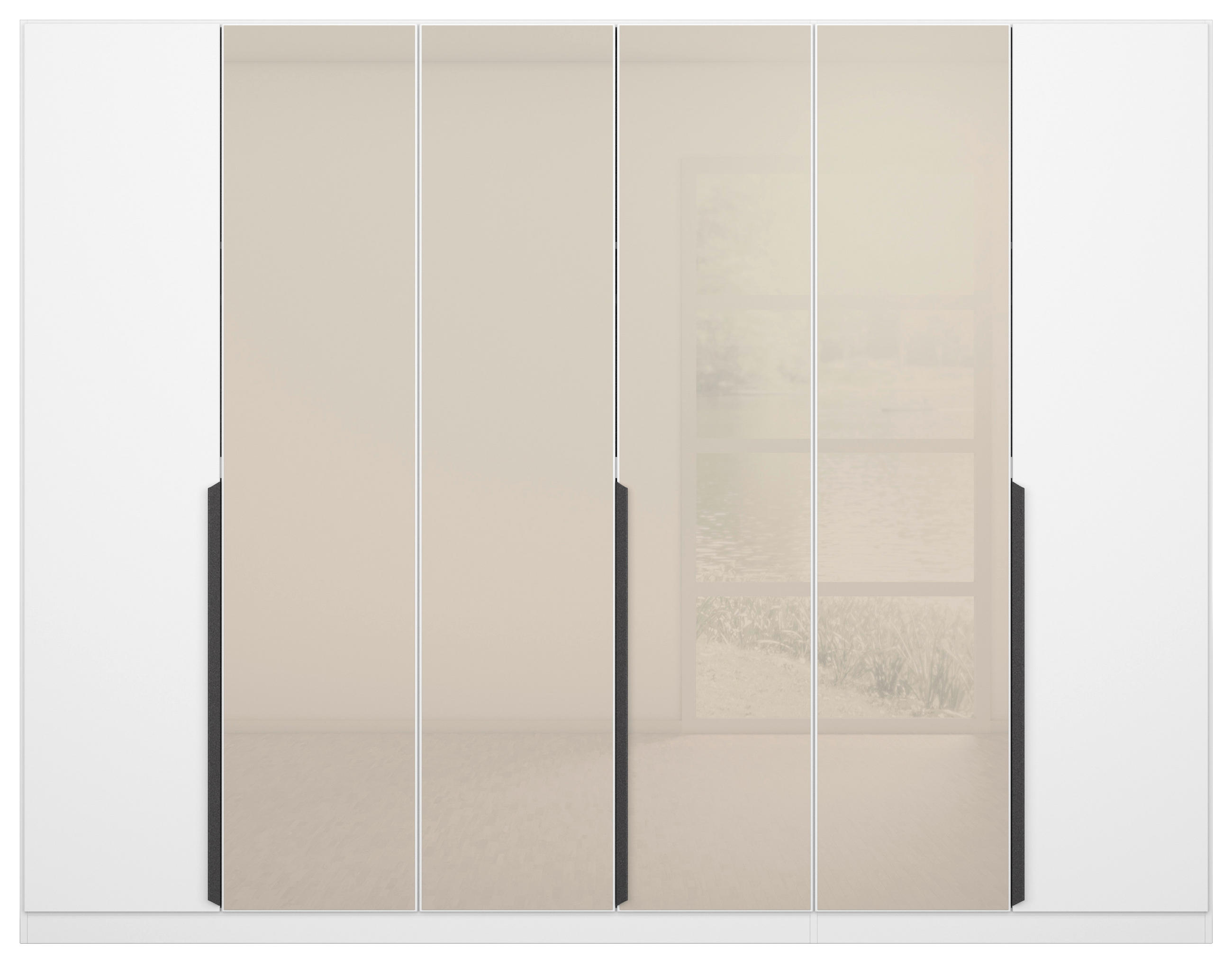 DREHTÜRENSCHRANK in Weiss, Champagner  - Weiss/Champagner, Modern, Glas/Holzwerkstoff (271/210/54cm) - Rauch Möbel