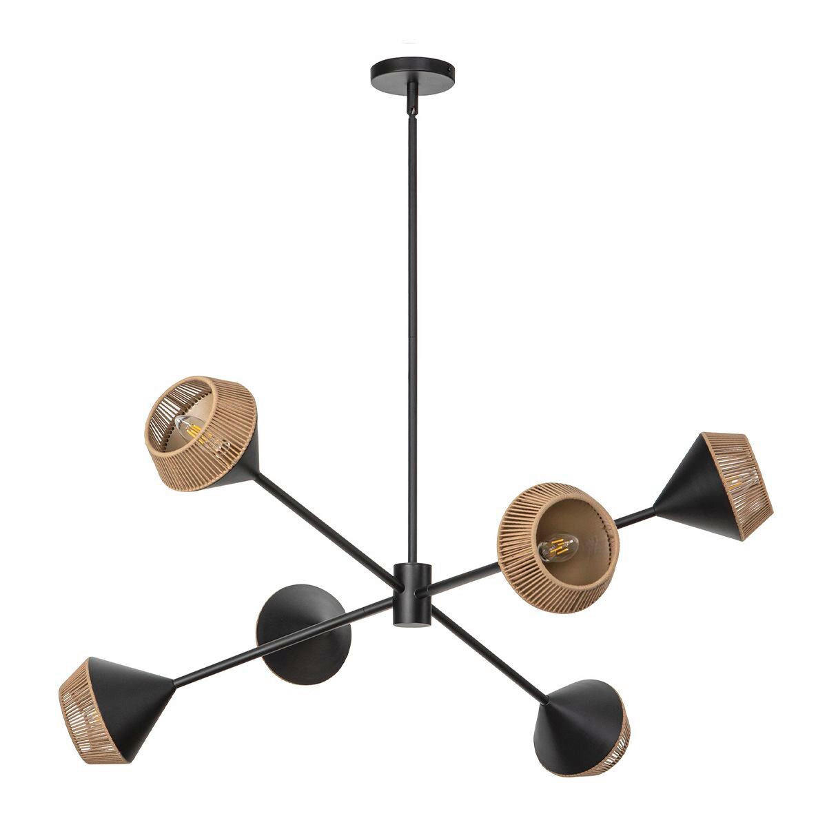 KRONLEUCHTER 40,6/95,3 cm   - Schwarz/Naturfarben, KONVENTIONELL, Textil/Metall (40,6/95,3cm) - Elstead Lighting