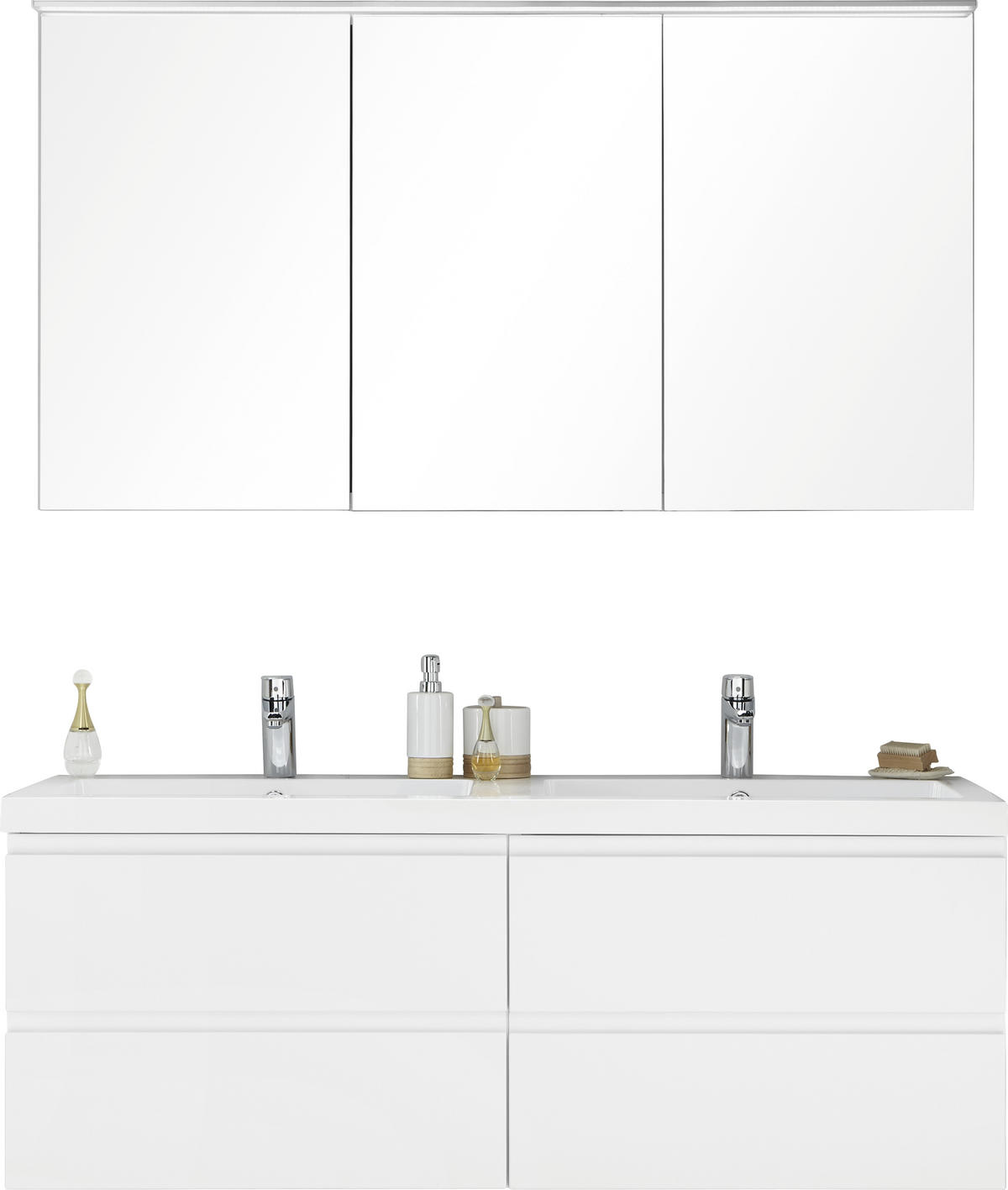 BADEZIMMER  in 140 cm  - Weiß, Design, Glas/Holz (140cm) - Novel