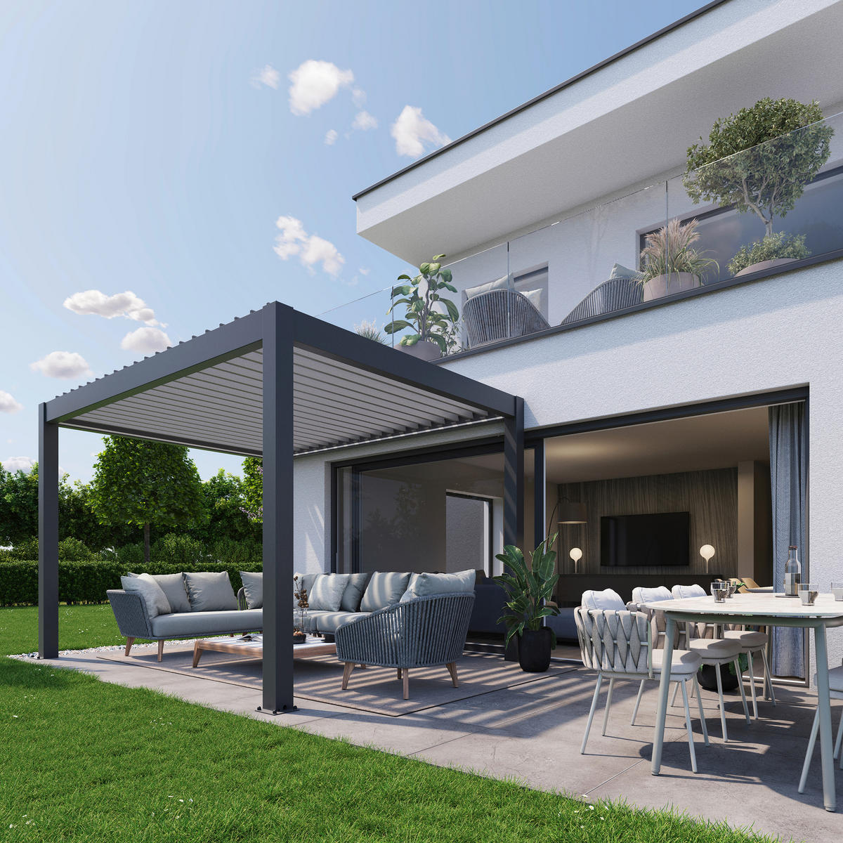 SONNENSCHUTZROLLO ELEKTRISCH 272/235/10 cm   - Dunkelgrau, Design, Kunststoff/Metall (272/235/10cm) - Biohort