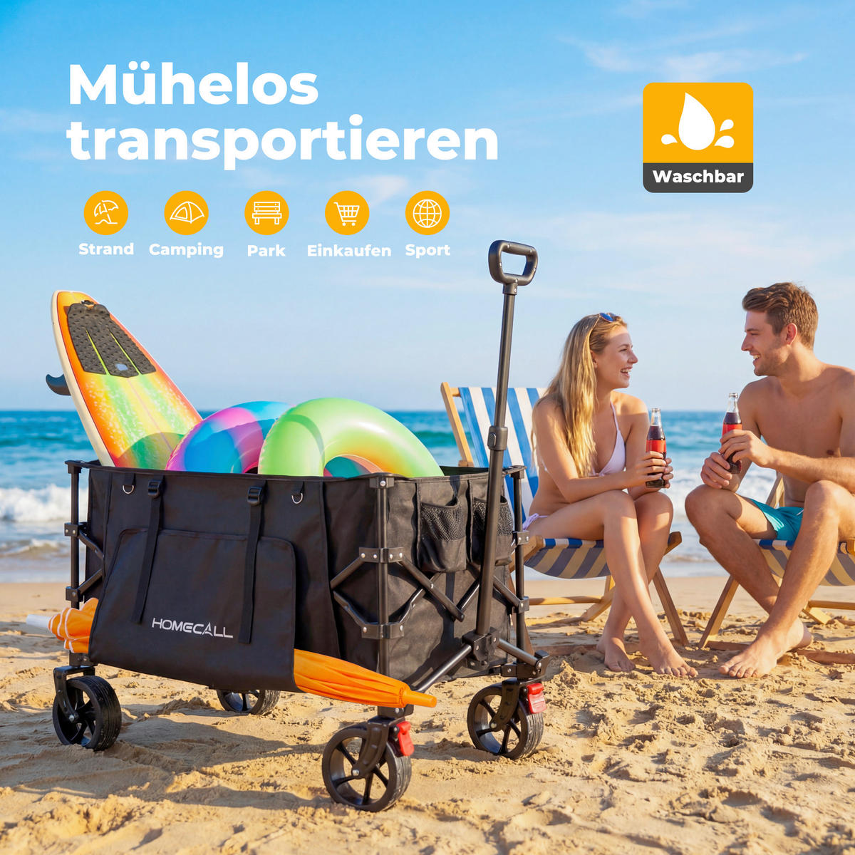 BOLLERWAGEN    - Grau, Basics, Textil/Metall (92/56/106/50cm) - Modante