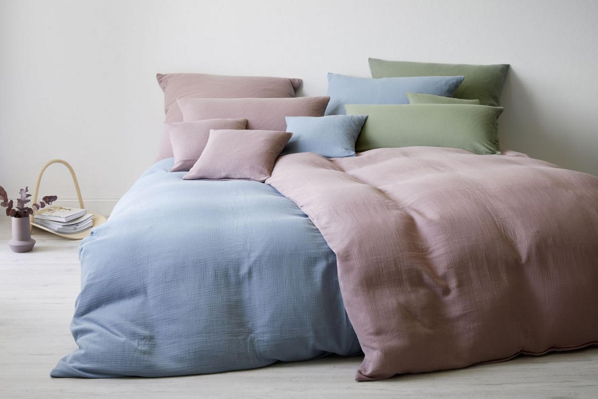 BETTWÄSCHESET Musselin 160/210 cm  100 cm/65 cm  - Altrosa, Trend, Textil (160/210cm) - Elegante