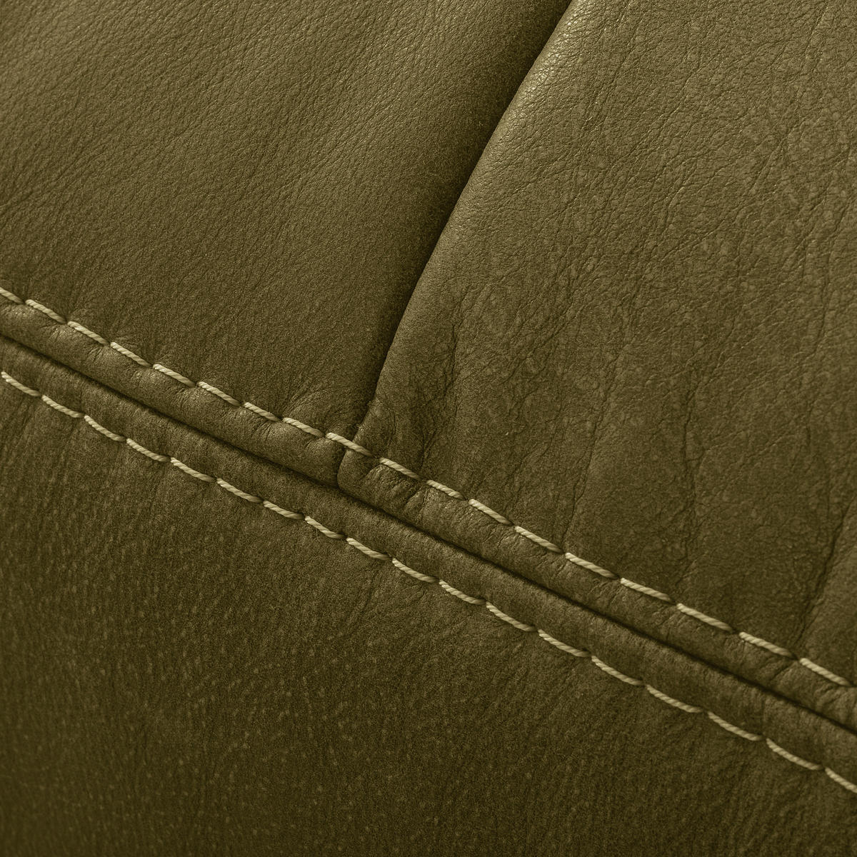 2-SITZER-SOFA  in Echtleder Olivgrün   - Beige/Schwarz, Design, Leder/Kunststoff (240/85/123cm) - Livetastic