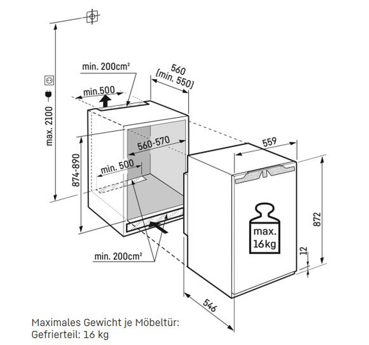 EINBAUGEFRIERSCHRANK IFD3904  - Weiß, Basics, Kunststoff/Metall (55,9/87,2/54,6cm) - Liebherr
