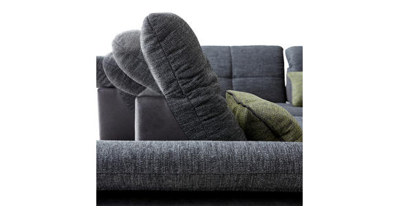 ECKSOFA  in Chenille, Mikrofaser Schwarz, Dunkelgrau  313/242 cm  - Chromfarben/Dunkelgrau, Design, Textil (313/242cm) - Xora