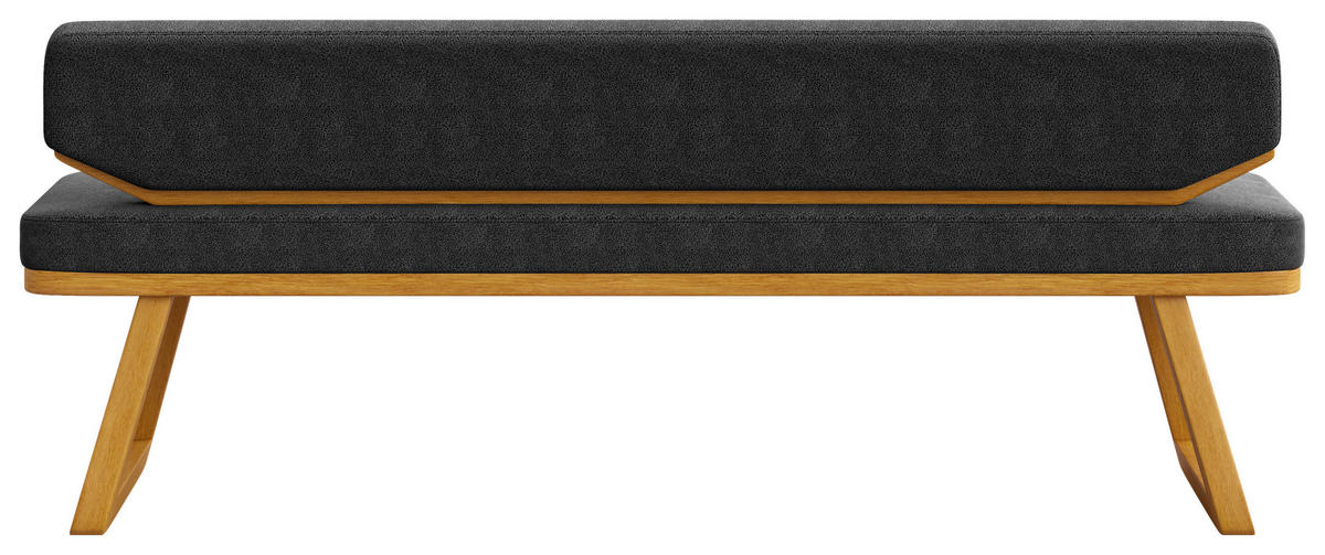 SITZBANK 190/80/52 cm Flachgewebe Eichefarben, Dunkelblau Eiche massiv  - Eichefarben/Dunkelblau, Basics, Holz/Textil (190/80/52cm) - Carryhome