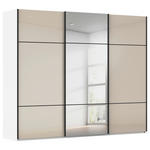SCHWEBETÜRENSCHRANK 301/223/68 cm 3-türig Weiß, Champagner  - Champagner/Schwarz, KONVENTIONELL, Glas/Holzwerkstoff (301/223/68cm) - Novel
