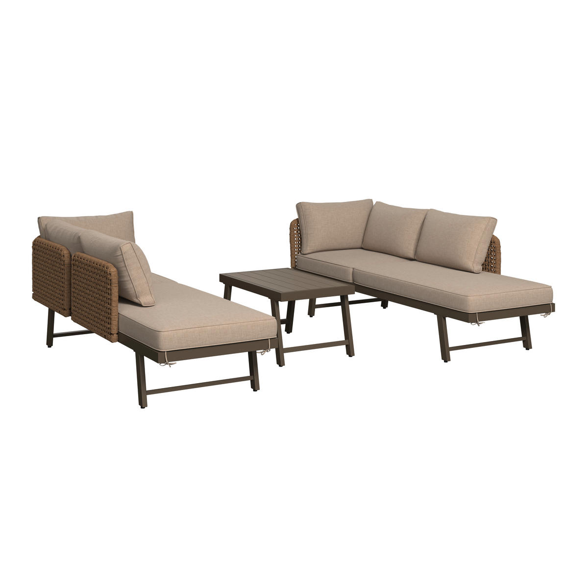 LOUNGE GARNITURA ogljikovo jeklo  - bežrjava/rumena, Moderno, kovina/umetna masa (200/67/68cm) - Beldano