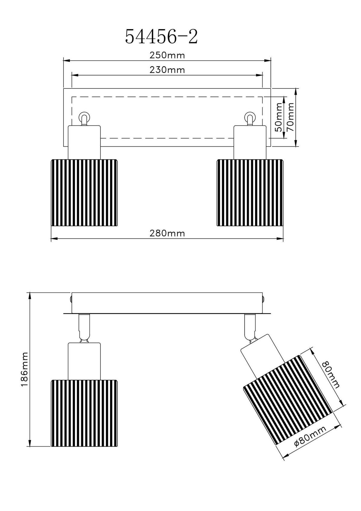 STRAHLER 28/8/18,6 cm   - Schwarzchrom/Weiß, Basics, Glas/Metall (28/8/18,6cm) - Globo