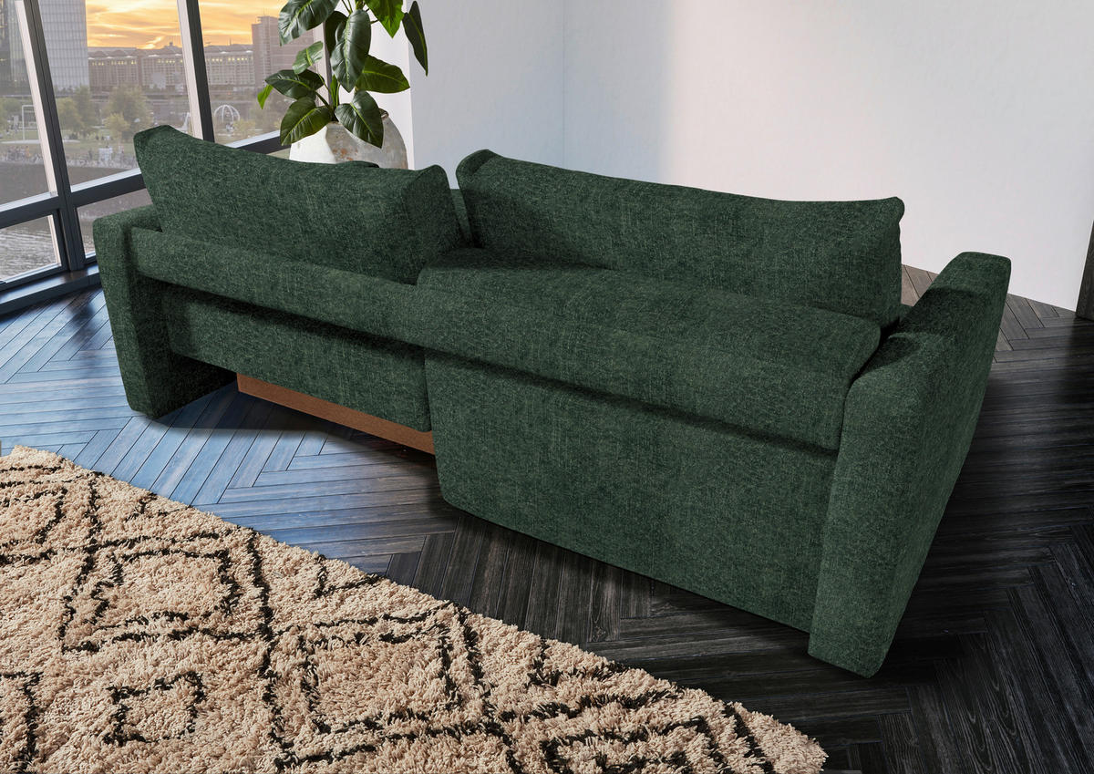 2,5-SITZER Velours Olivgrün  - Schwarz/Olivgrün, Design, Kunststoff/Textil (240/70/125cm) - Livetastic