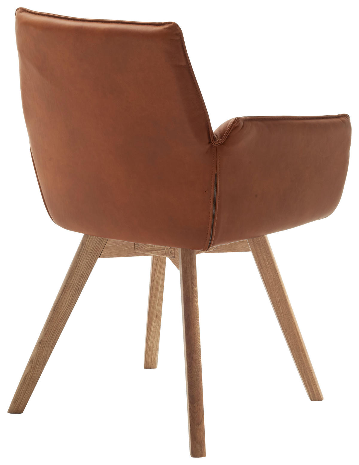 ARMLEHNSTUHL  in Echtleder naturbelassen  - Wildeiche/Cognac, Konventionell, Leder/Holz (61/87/63cm) - Linea Natura