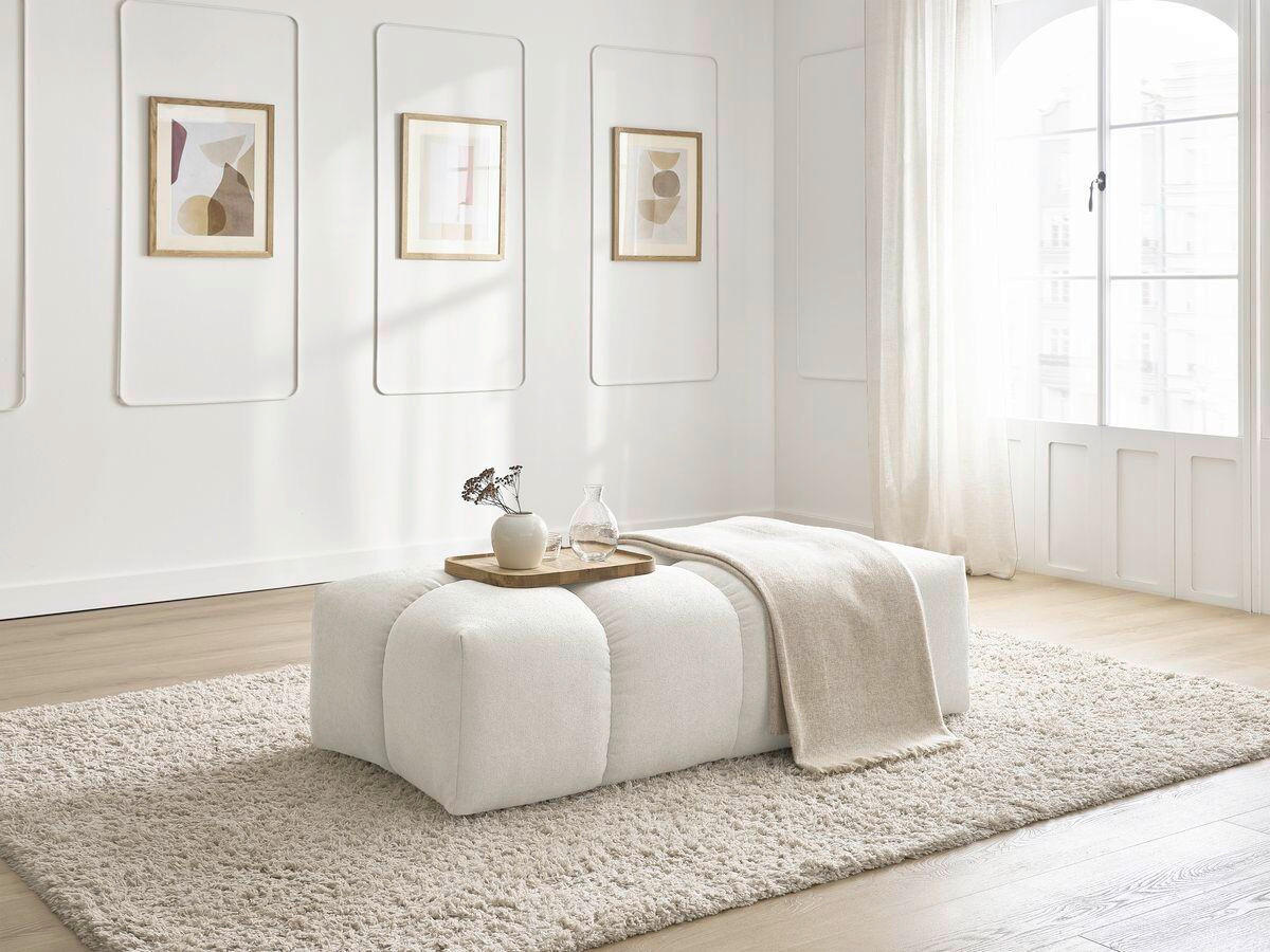 HOCKER EVEREST Struktur Weiß  - Schwarz/Weiß, MODERN, Kunststoff/Textil (140/70/40cm)