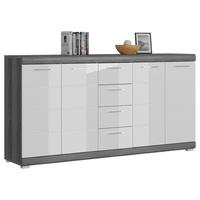 BYRÅ 165/85/37 cm  - mörkgrå/kromfärg, Design, trämaterial/plast (165/85/37cm) - MID.YOU