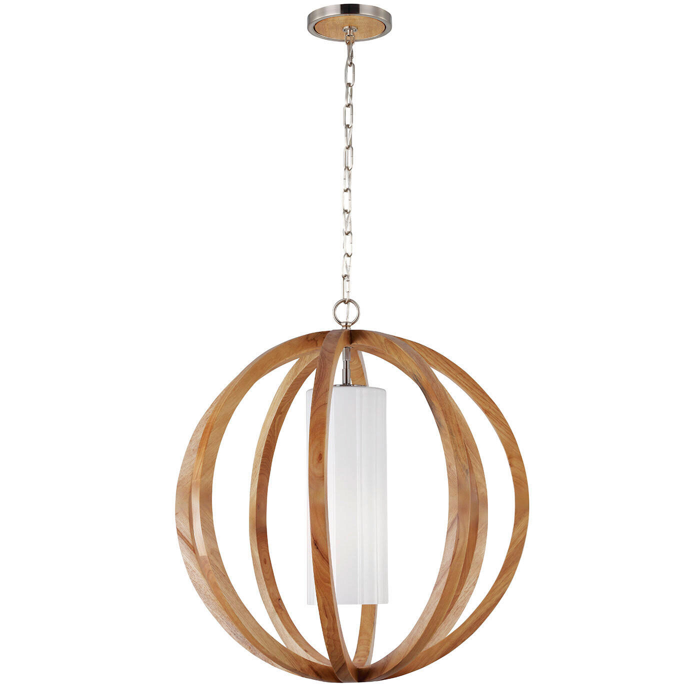 HÄNGLAMPA Elstead Allier 66/87.6 cm  - Natur, trä/glas (66/87.6cm) - Elstead Lighting