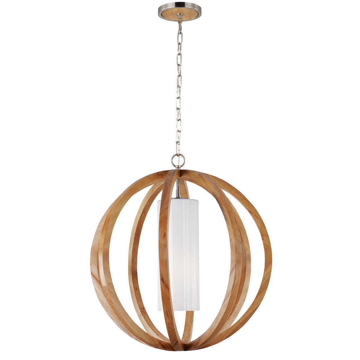 HÄNGELEUCHTE Elstead Allier 66/87.6 cm   - Natur, Glas/Holz (66/87.6cm) - Elstead Lighting