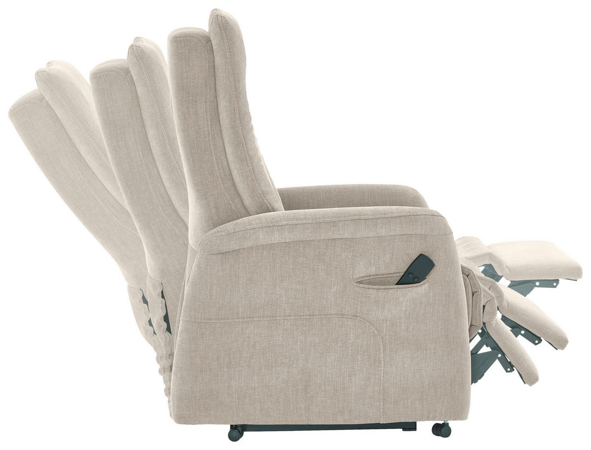 FERNSEHSESSEL  mit Relaxfunktion, Aufstehhilfe, Rücken echt Chenille Naturfarben  - Naturfarben/Grau, KONVENTIONELL, Kunststoff/Textil (78/115/90cm) - Hukla