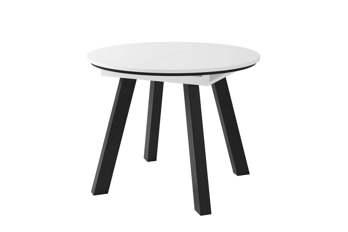 ESSTISCH 100/100/75,8 cm Nachbildung  Holzwerkstoff ausziehbar rund Weiß  - Schwarz/Weiß, MODERN, Holzwerkstoff (100/100/75,8cm) - MID.YOU