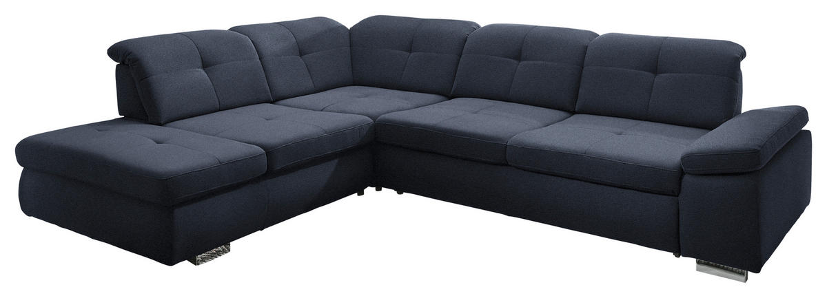 ECKSOFA  in Mikrofaser Blau  260/312 cm  - Chromfarben/Blau, Design, Textil/Metall (260/312cm) - Beldomo Style