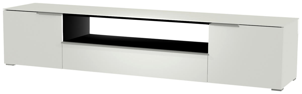 LOWBOARD Weiß, Alufarben  210/43/45 cm  - Alufarben/Weiß, Design, Glas/Holzwerkstoff (210/43/45cm) - Moderano