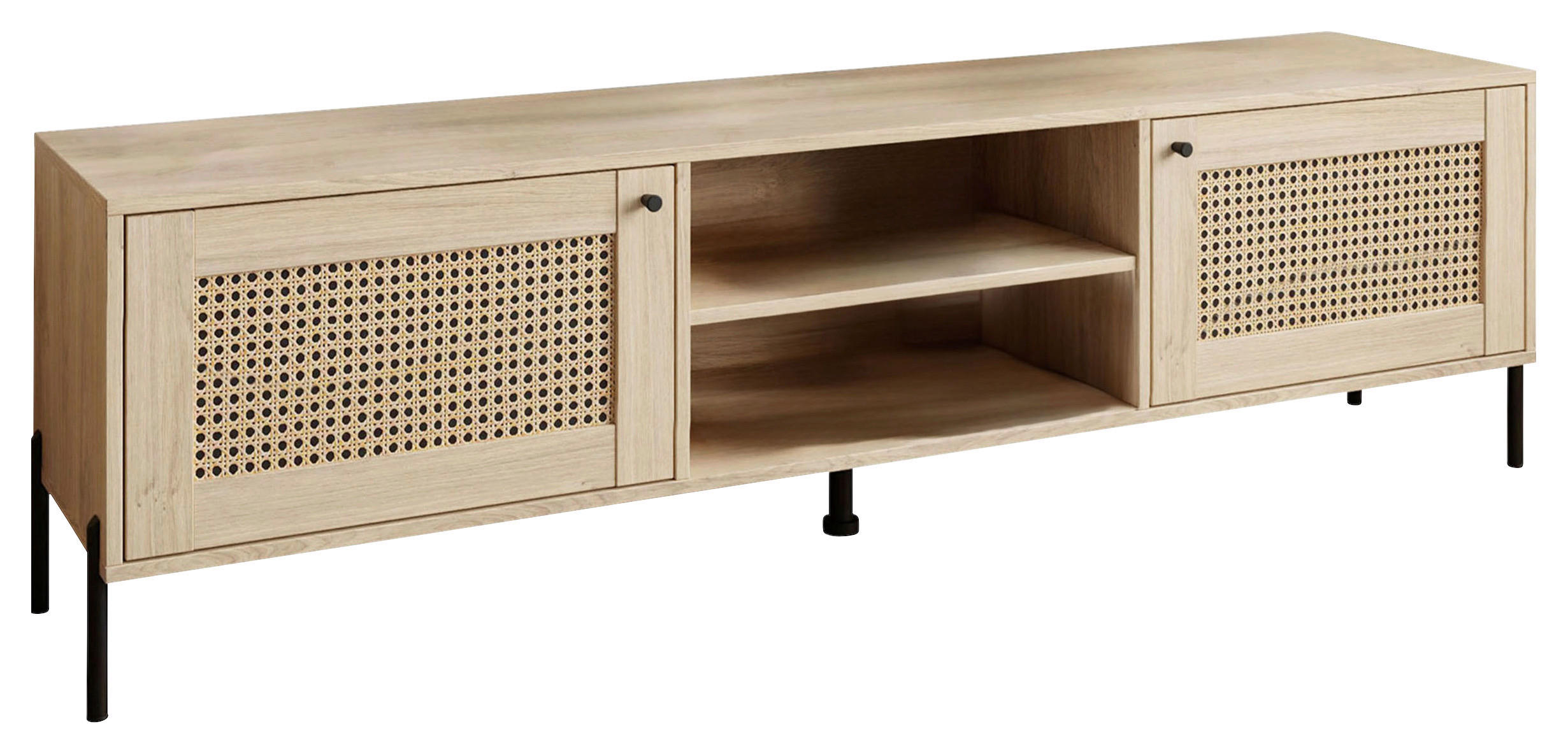 LOWBOARD  in 180/56/40 cm  - Eichefarben/Schwarz, Design, Holzwerkstoff/Metall (180/56/40cm) - MID.YOU