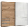 SCHWEBETÜRENSCHRANK 250/216/65 cm 2-türig Eichefarben, Weiß  - Chromfarben/Eichefarben, MODERN, Holzwerkstoff (250/216/65cm) - MID.YOU