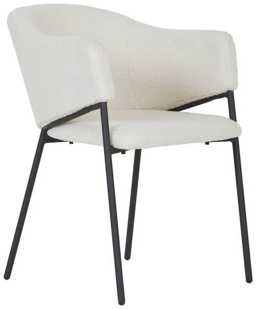 ARMLEHNSTUHL  in Eisen Bouclé, Teddystoff  - Beige/Schwarz, Trend, Holz/Textil (54/79/60cm) - Livetastic