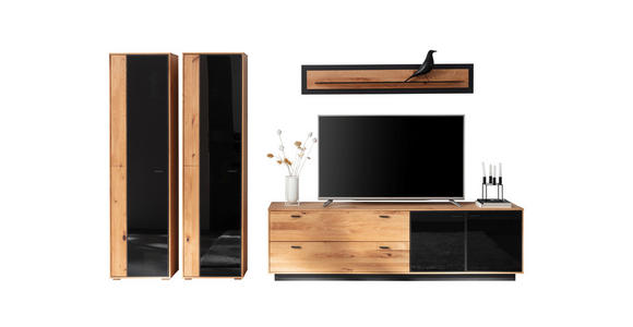 WOHNWAND  in Anthrazit, Eichefarben  333/190/50 cm  - Eichefarben/Anthrazit, Natur, Glas/Holz (333/190/50cm) - Linea Natura
