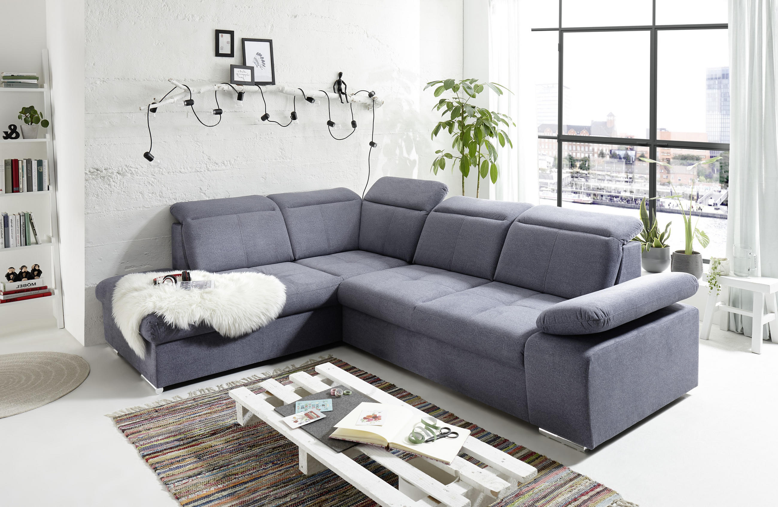 WOHNLANDSCHAFT in Grau - Silberfarben/Grau, Modern, Kunststoff/Textil (217/275cm) - MID.YOU