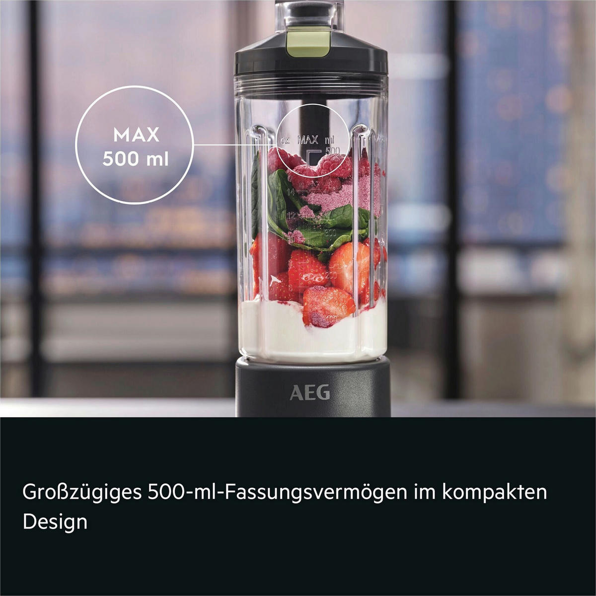 SMOOTHIE MAKER  - Schwarz, Basics, Glas/Kunststoff (10,5/29,4/8,5cm) - AEG