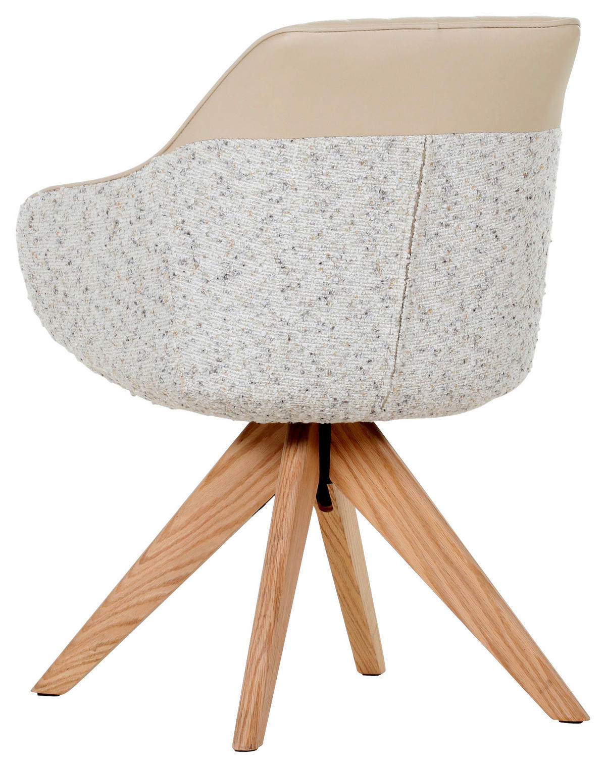 ARMLEHNSTUHL  in Chenille, Lederlook  - Eichefarben/Beige, KONVENTIONELL, Holz/Textil (60/83/65cm) - home24