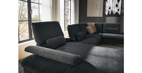 WOHNLANDSCHAFT in Webstoff Anthrazit - Anthrazit/Schwarz, Design, Textil/Metall (157/354/208cm) - Dieter Knoll