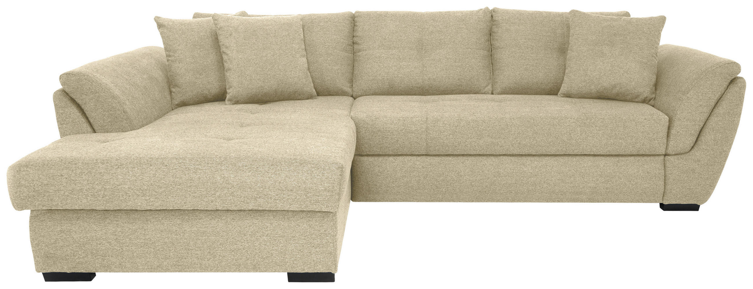 ECKSOFA Beige Webstoff  - Beige/Schwarz, Design, Kunststoff/Textil (187/278cm) - Livetastic