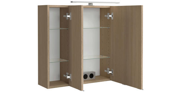 SPIEGELSCHRANK 80/64/20 cm  - Eichefarben/Silberfarben, KONVENTIONELL, Glas/Holzwerkstoff (80/64/20cm) - Xora