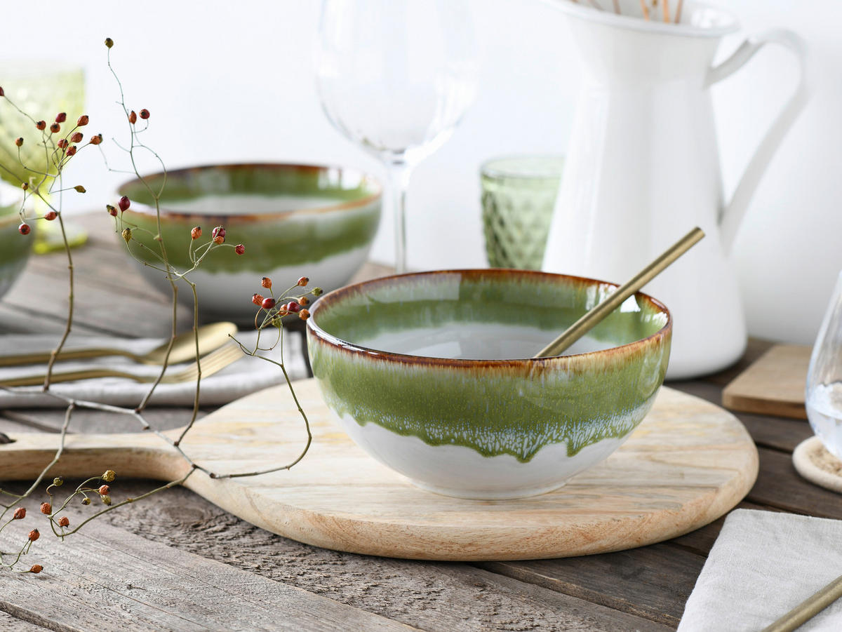 SCHÜSSELSET Cascade 4-teilig  - Weiß/Grün, Design, Keramik - Creatable