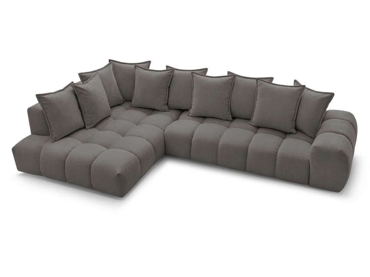 ECKSOFA Ottomane links  EVEREST Dunkelgrau Struktur  - Dunkelgrau/Schwarz, MODERN, Kunststoff/Textil (210/352cm)