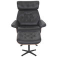 RELAXSESSELSET Lederlook Kombination Echtleder/Lederlook Hocker, Kopfteilverstellung    - Schwarz/Braun, Design, Leder/Holz (82/85-117/102cm) - Xora