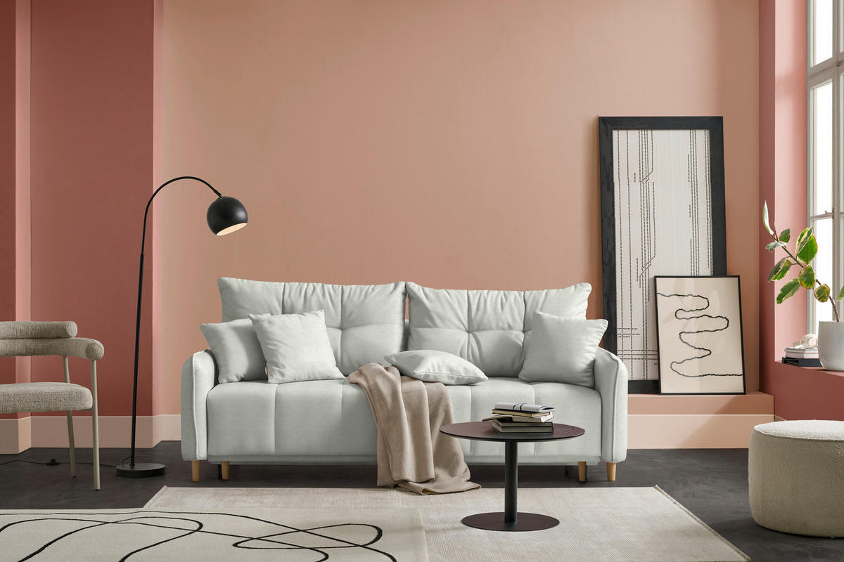 SCHLAFSOFA Chenille Naturfarben  - Buchefarben/Naturfarben, Design, Holz/Textil (217/97/101cm) - Carryhome
