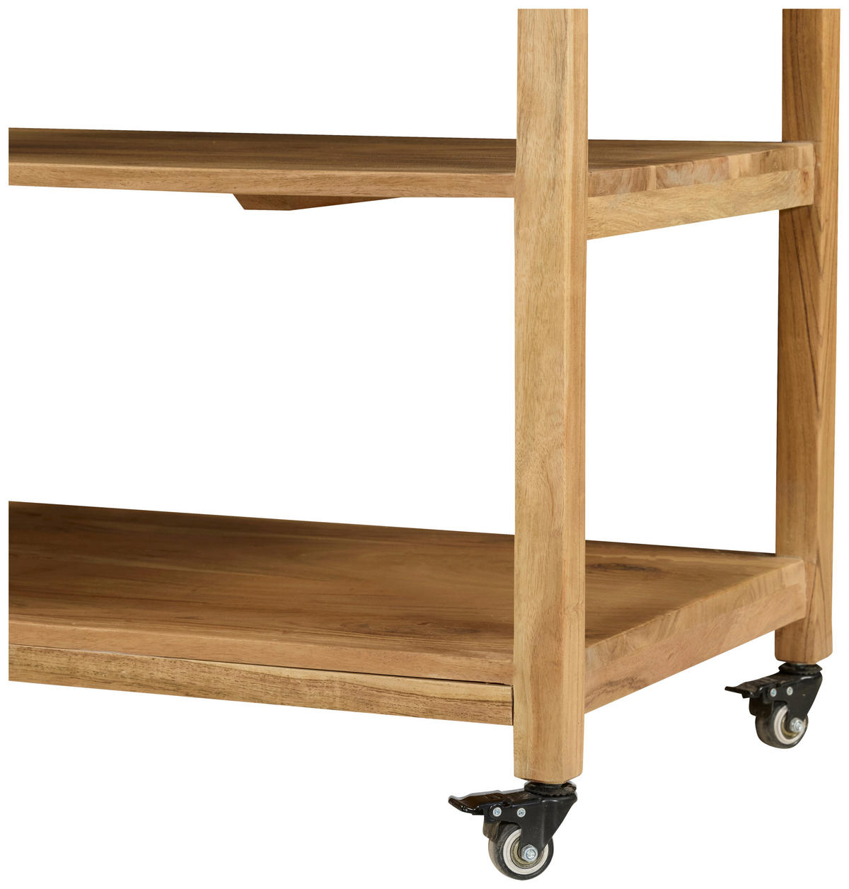 SERVIERWAGEN Akazie vollmassiv Schwarz, Akaziefarben  - Schwarz/Akaziefarben, Natur, Holz/Kunststoff (100/90/48cm) - Livetastic