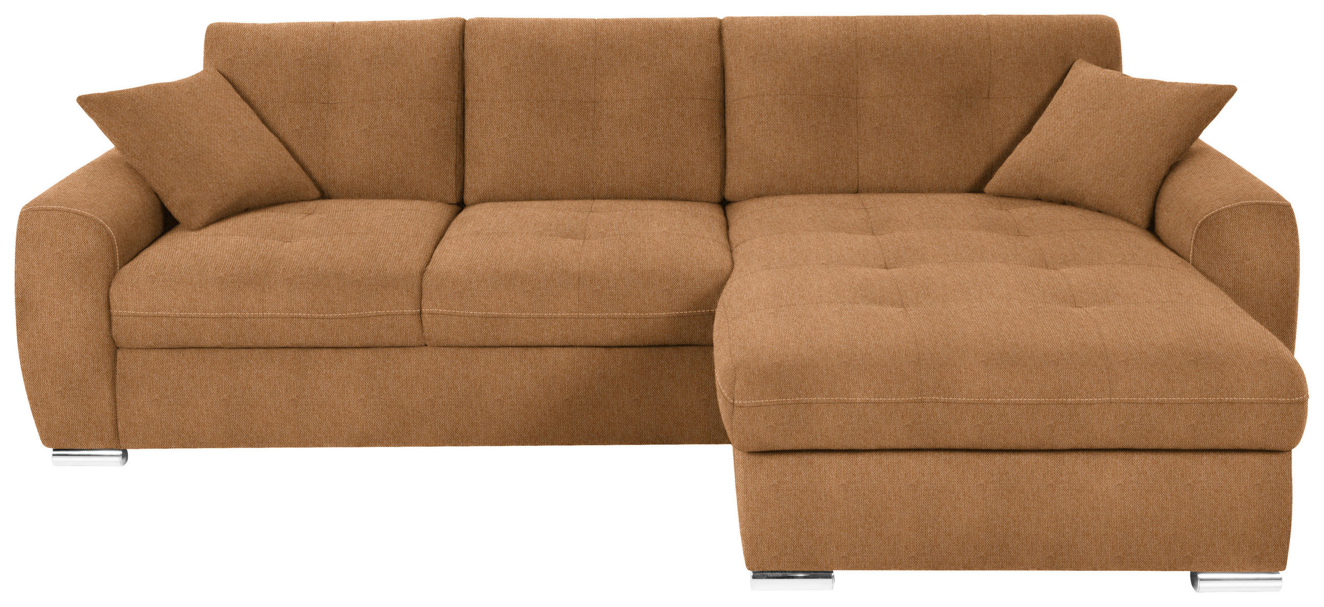 ECKSOFA in Mikrofaser Orange  276/193 cm  - Chromfarben/Orange, MODERN, Kunststoff/Textil (276/193cm) - Hom`in