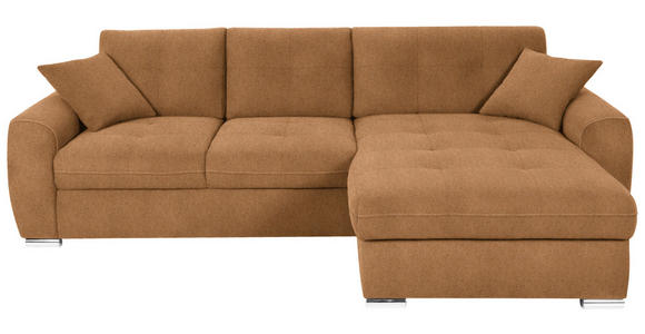 ECKSOFA in Mikrofaser Orange 276/193 cm - Chromfarben/Orange, MODERN, Kunststoff/Textil (276/193cm) - Hom`in