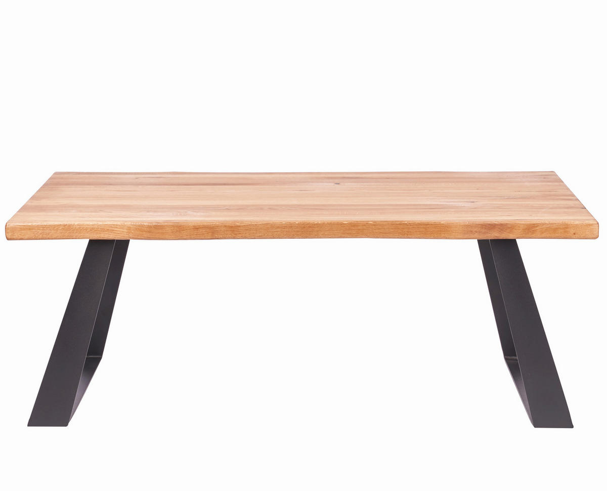 COUCHTISCH in Holz, Metall 110/44/60 cm  - Eichefarben/Schwarz, Natur, Holz/Metall (110/44/60cm)